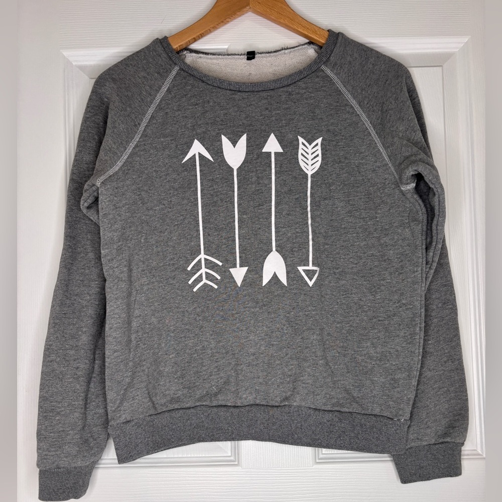 Grey Graphic Arrow Crew Neck Sweatshirt